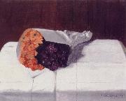 Felix Vallotton Still life with Bouquet of Marigolds and Violets oil on canvas
